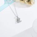 wholesale Sterling Silver Highland Cow Heart Pendant Necklace for Women - Cute Cow Charm, Adjustable Chain, Gift for Her, S925-0-3