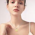 wholesale 925 Sterling Silver Gold Plated Sunflower Spinning Pendant Necklace for Women Girls Gifts 45cm Chain Length-0-4