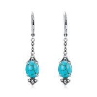 wholesale 925 Sterling Silver Blue Drop Earrings Wholesale With Cubic Zirconia-Turquoise
