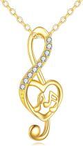 wholesale 14K Gold Treble Clef Music Note Necklace - 58.5% Pure Gold, Hypoallergenic, Nickel-Free - 17.7x7mm - Romantic Gift for Christmas, Birthday, Wedding-0-0