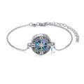 wholesale 925 Sterling Silver Compass Locket Bracelet with Abalone Shell Inlay and Chain Necklace Set for Women Men-0-0