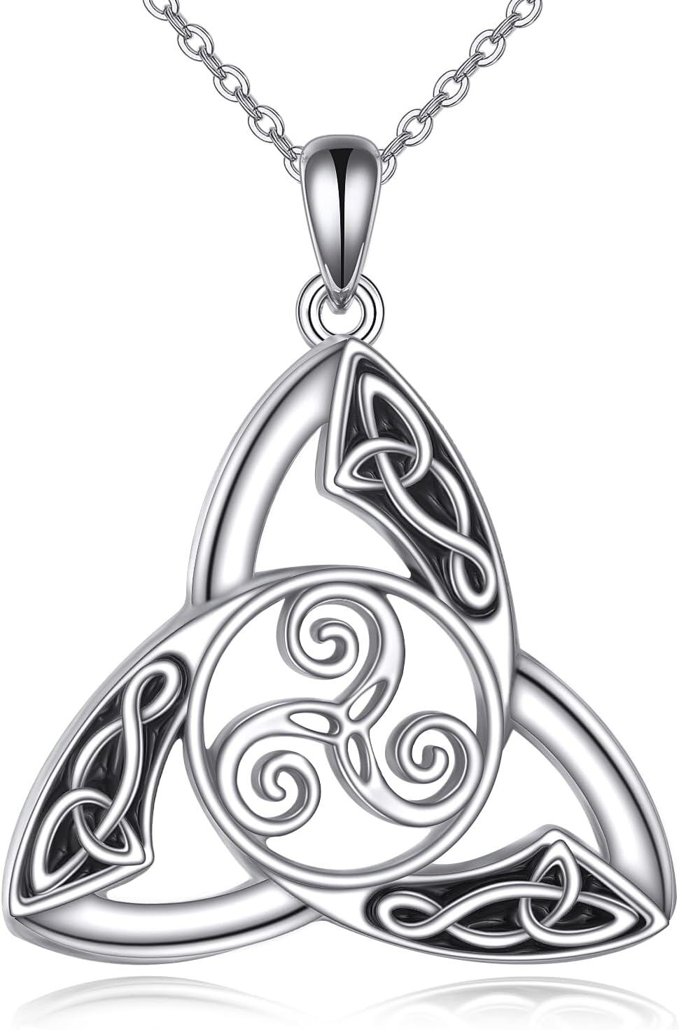 Sterling Silver Celtic Knot Trinity Necklace Irish Good Luck Jewelry-0-0