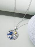 wholesale 925 Sterling Silver Dolphin Ocean Wave Pendant Necklace with Gold Ball Charm-0-2