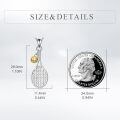 wholesale 925 Sterling Silver Tennis Racket Gold Ball Charm Pendant Necklace For Women-0-2