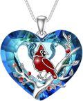 wholesale TOUPOP Christmas Gifts Red Cardinal Pendant Necklace S925 Sterling Silver Crystal Cardinal Jewelry Bird Memorial Tree Pendant Jewelry Gift For Women -0-0