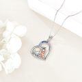 wholesale 925 Sterling Silver Cat and Dog Heart Pendant Necklace for Women Cute Animal Best Friend Forever -0-4