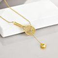 wholesale 925 Sterling Silver Tennis Racket Necklace with Basketball Pendant for Women-0-1