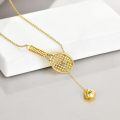 wholesale 925 Sterling Silver Gold Plated Tennis Racket Ball Drop Necklace For Women-0-1