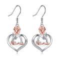 TOUPOP Sterling Silver Rose Flower Dangle Drop Hook Earrings-0-0