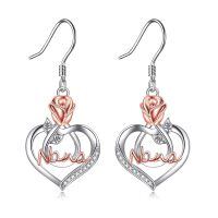 TOUPOP Sterling Silver Rose Flower Dangle Drop Hook Earrings-undefined