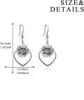 wholesale 925 Sterling Silver Heart-Shaped Sunflower Dangle Drop Earrings with Floral Design for Women-0-3