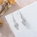 wholesale 925 Sterling Silver Cubic Zirconia Heart Treble Clef Musical Notes Dangle Drop Earring & Pendant Set for Women Girls Gifts Jewelry Accessories 3PCs Pack-0-2