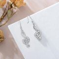 wholesale 925 Sterling Silver Cubic Zirconia Heart Treble Clef Musical Notes Dangle Drop Earring & Pendant Set for Women Girls Gifts Jewelry Accessories 3PCs Pack-0-2