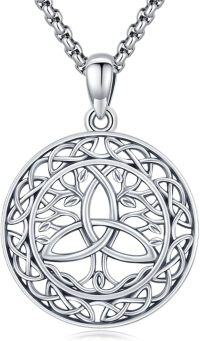 wholesale 925 Sterling Silver Celtic Triquetra Tree Of Life Pendant Necklaces For Men s-Silver