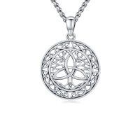 wholesale 925 Sterling Silver Celtic Triquetra Tree Of Life Pendant Necklaces For Men s-Silver