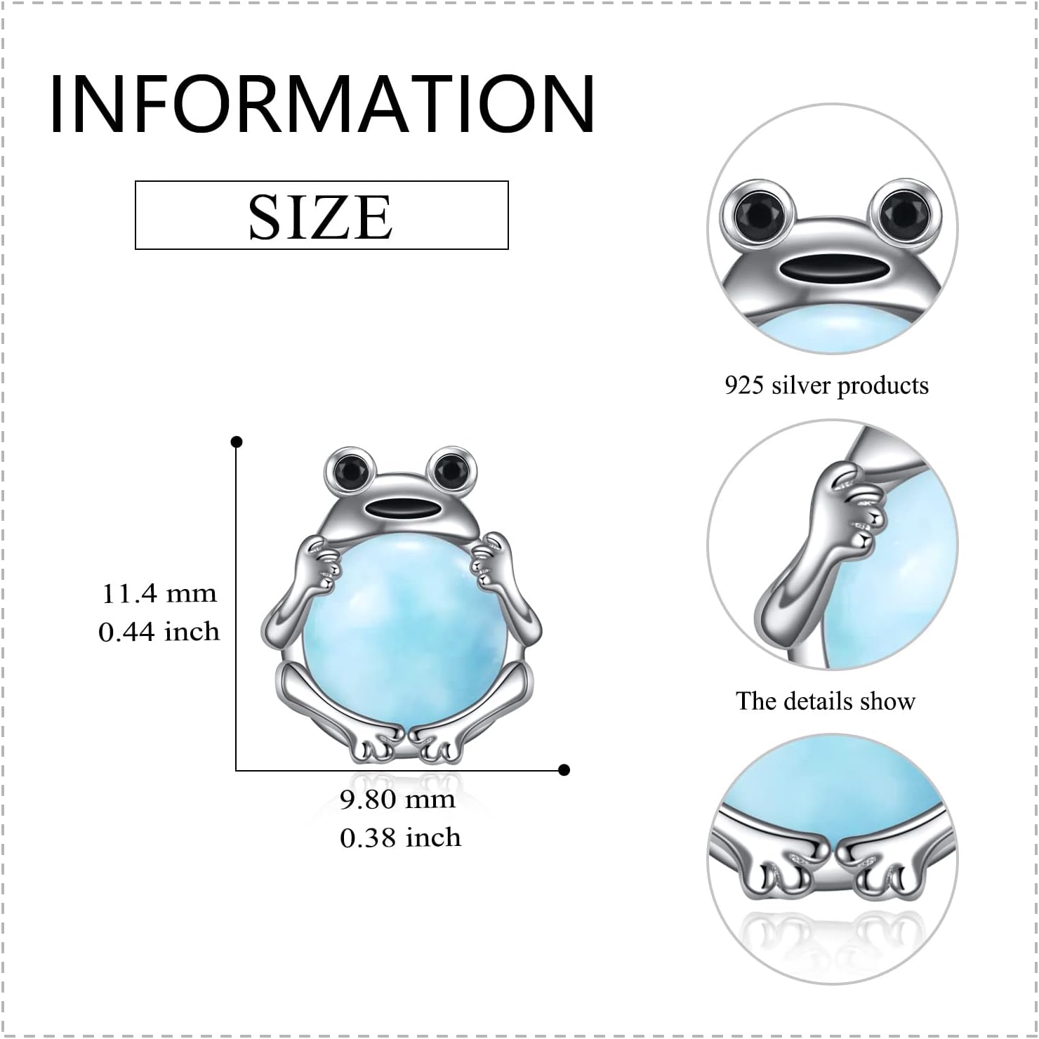 wholesale 925 Sterling Silver Blue Moonstone Frog Stud Earrings-0-1