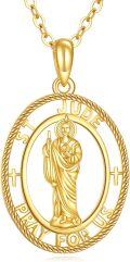 wholesale 14K Gold St Jude Religious Protection Pendant Necklace-0-0