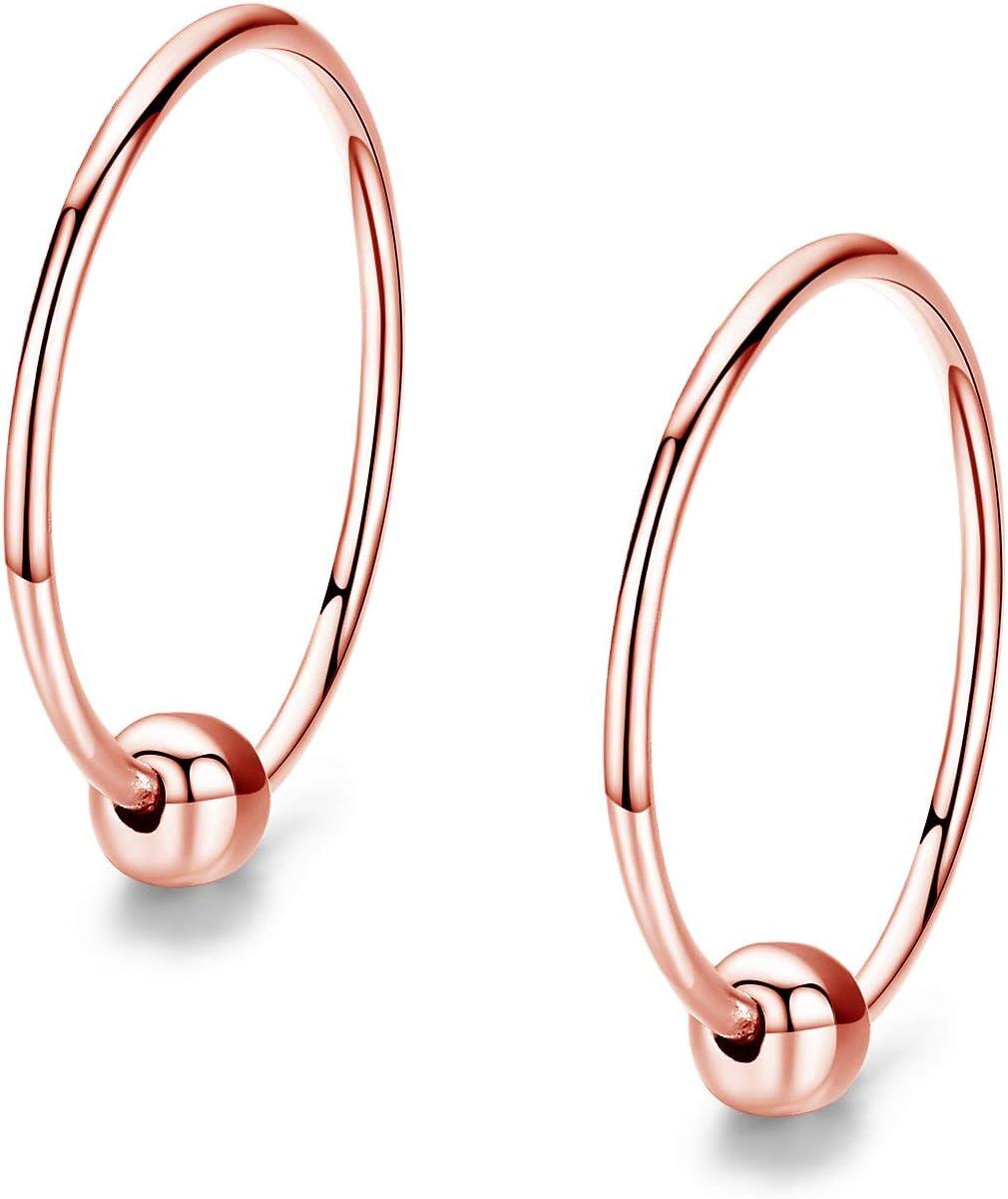 wholesale Rose Gold 925 Sterling Silver Small Ball Studs Minimalist Hoops 6 Pairs Set-0-4