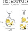 wholesale 925 Sterling Silver Sunflower & Honeybee Heart Pendant Necklace for Women Girls -0-4