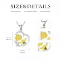 wholesale 925 Sterling Silver Sunflower & Honeybee Heart Pendant Necklace for Women Girls -0-4