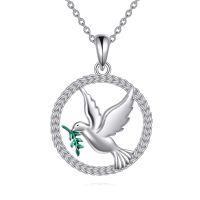 wholesale 925 Sterling Silver Dove with Olive Branch Pendant Necklace for Women-Pigeon
