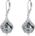 wholesale Sterling Silver Lotus Earrings with Moonstone Amber Onyx Lapis Larimar Rose Quartz Moss Agate-0-15