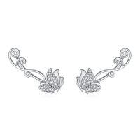 wholesale 925 Sterling Silver Butterfly Cz Stud Earrings Swirl Wing For Women-Butterfly