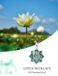 wholesale Lotus Necklace Sterling Silver Abalone Lotus Flower Necklace For Women Yoga Om Necklace Jewelry Gifts For Women Sister Grandma Nana Anniversary -0-2