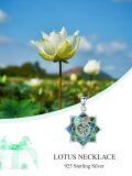 TOUPOP Sterling Silver Abalone Lotus Om Necklace For Women-0-2