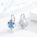 wholesale 925 Sterling Silver Blue Opal Turtle Leverback Hoop Earrings Boho Beach s for Women Girls 23x18mm-0-1