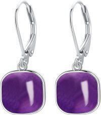 wholesale Sterling Silver Labradorite Amethyst Turquoise Earrings Gemstone Jewelry-Amethyst Earrings