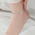 wholesale 925 Sterling Silver Rainbow Stone 7 Chakra Ankle Anklet for Women Gift-0-6