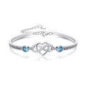 wholesale 925 Sterling Silver Blue Crystal Grandmother and Granddaughter Infinity Heart Bracelet-0-0
