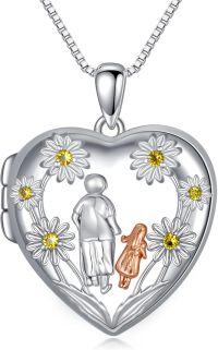 wholesale TOUPOP Mothers Day Gifts For Mom Locket Necklace That Holds Pictures Sterling Silver Love Heart Locket Pendant Jewelry Engraving Always In My Heart Gifts For Women, Grandmother -undefined