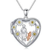 TOUPOP Sterling Silver Heart Locket Pendant Picture Necklace Gift-undefined