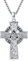 wholesale 925 Sterling Silver Celtic Knot Triangle Pendant Norse Valknut Amulet Chain Necklace for Men & Women -0-0