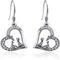 wholesale 925 Sterling Silver Heart-Shaped Giraffe Family Dangle Drop Earrings for Women Gifts-0-0