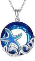 wholesale 925 Sterling Silver Blue Opal Sea Turtle Pendant Necklace for Women-0-0