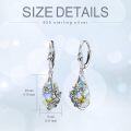 wholesale 925 Sterling Silver Teardrop Crystal Aurora Borealis Drop Dangle Earrings with Flowers and Leaves Design for Women's Gift-0-16