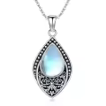 wholesale 925 Sterling Silver Moonstone & Turquoise Teardrop Pendant Necklace Wholesale with Onyx and Larimar Accents-0-0