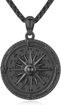 wholesale Black 925 Sterling Silver Enamel Compass Pendant Necklace - Nautical·½ÏòÖ¸ÄÏÕëµõ×¹ÏîÁ´-Style D-Black-A