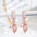 wholesale Rose Gold 925 Sterling Silver Hypoallergenic Unicorn Head Dangle Hoop Earrings for Women-0-1