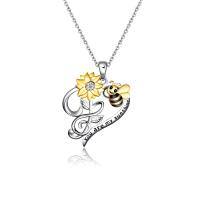 wholesale 925 Sterling Silver Sunflower & Bee Infinity Love Necklace for Women-bee neckalce heart