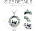 wholesale 925 Sterling Silver Raccoon Abalone Shell Pendant Necklace for Women-0-3