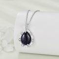 wholesale Sterling Silver Lapis Moonstone Moss Agate Larimar Onyx Cubic Zirconia Pendant Necklace-0-2