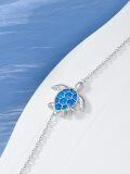 wholesale 925 Sterling Silver Blue Opal Sea Turtle Bracelet for Women-0-2