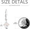 wholesale 925 Sterling Silver Mushroom Earrings with Colorful Stones - Fairy Tale Inspired Dangle Jewelry for Women-0-5