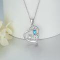 wholesale 925 Sterling Silver Heart-Shaped Mother & Baby Turtles Pendant with Blue Topaz and White Cubic Zirconia Gemstones s for Mom or Wife-0-3