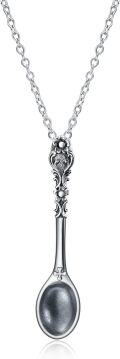 wholesale 925 Sterling Silver Vintage Spoon Pendant Necklace for Women and Men -0-0