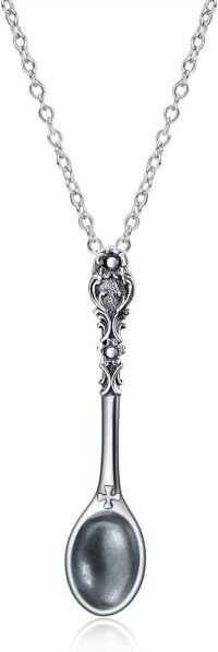 wholesale 925 Sterling Silver Vintage Spoon Pendant Necklace for Women and Men -Spoon necklace 22inch